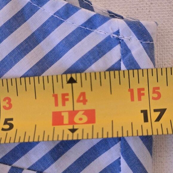 Talbots Womens Sea Breeze Blue White Ruffle Neck Cotton Sleeveless Top Small - Picture 7 of 10